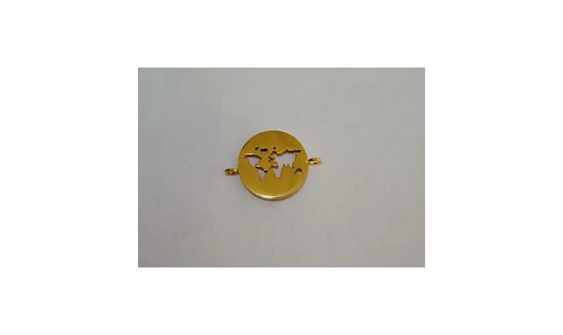 Cuenta Mapamundi A. Inoxidable 10mm - doble anilla / Cuentas Metálicas de Acero Inoxidable