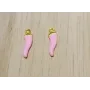 Colgante Pimiento 14mm Rosa +Oro / Cuentas Metálicas de Latón / Zamak