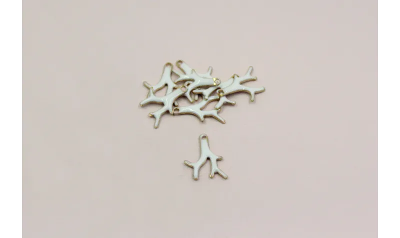 Cogante coral esmaltado 15*10mm Blanco / Cuentas Metálicas de Latón / Zamak