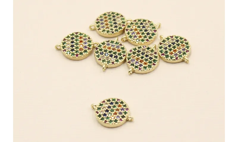 Disco doble aro de 10mm con Microbrillos / Cuentas Metálicas de Latón / Zamak