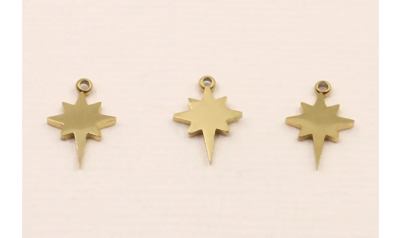 Cuenta Acero Brújula Acero 11*7mm Oro / Cuentas Metálicas de Acero Inoxidable
