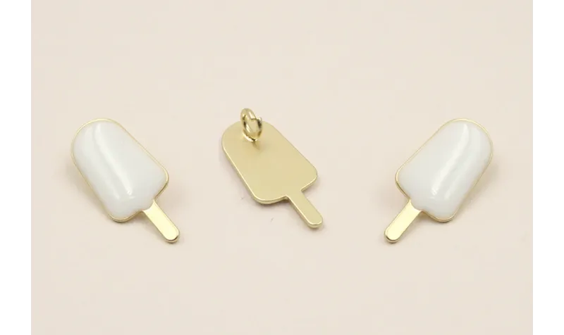 Cuenta Polo 18*8mm D.Mate esmalte Blanco / Cuentas Metálicas de Latón / Zamak