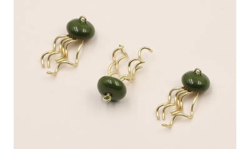 Cuenta Medusa 10*4mm y 20mm D.Mate verde / Cuentas Metálicas de Latón / Zamak