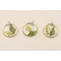 Colgante disco Cristal 14mm con Flores amarillas / Cuentas Metálicas de Latón / Zamak