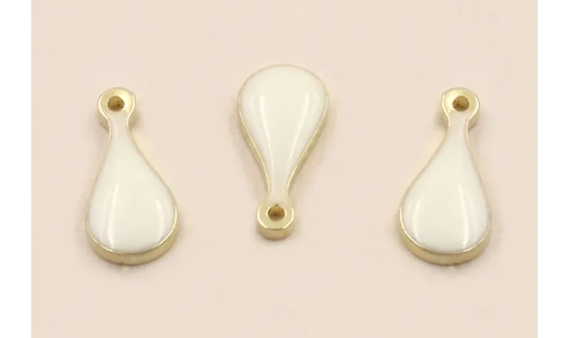 Pieza Acero Inox. Gota Plata 9*4mm esmalte Blanca / Cuentas Metálicas de Acero Inoxidable