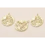 Acero Inox.Colgante Chapa hojas labradas 16mm Oro / Cuentas Metálicas de Acero Inoxidable