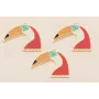 Colgante Tucan 30*40mm Blanco y Coral / Cuentas Metálicas de Latón / Zamak