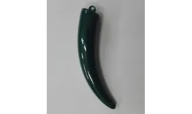 Cuerno con 2 agujeros verde opaco 10cms largo /Cuentas de  Plástico / Resina 