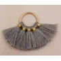 Aro 10mm Multipompón Gris Oscuro /Cuentas de  Tela 