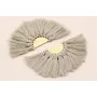 Semidisco de pompones 100*50mm  Dorado Gris /Cuentas de  Tela 