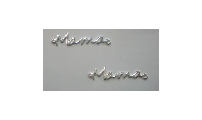 Pieza Pulsea MAMA Baño Plata 35mm ancho / Cuentas Metálicas de Latón / Zamak