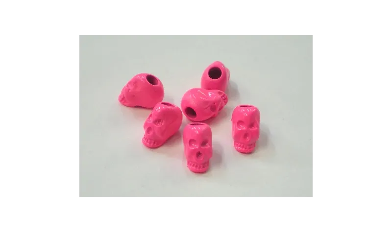 Calavera Metálica Fluor 10*10*6 Fuxia Fluor / Cuentas Metálicas de Latón / Zamak
