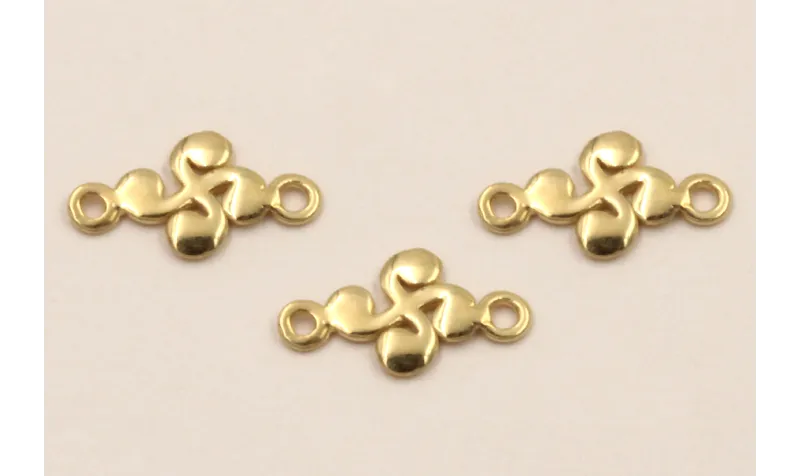 Lauburu 15mm Plata 925 baño Oro 18K 3 Micras / Cuentas Metálicas de Baño Oro 3 Micras 18K