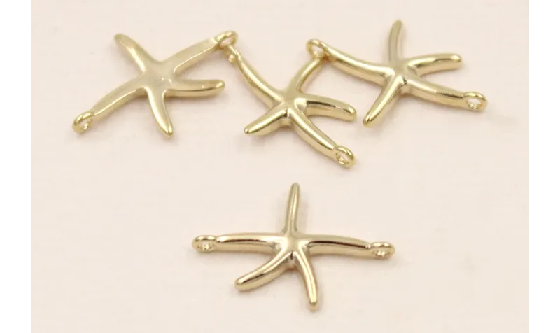 Pieza Estrella de Mar 15*10*1,5 Oro 18K 3m. / Cuentas Metálicas de Baño Oro 3 Micras 18K