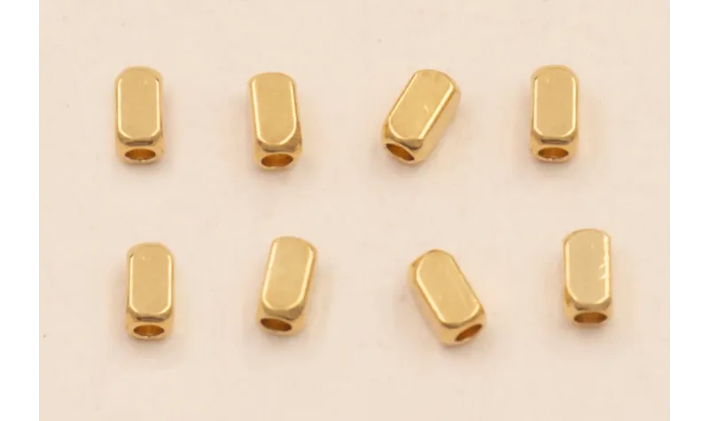 rectangulo 4*2mm Baño ORO 18K 3 Micras / Cuentas Metálicas de Baño Oro 3 Micras 18K