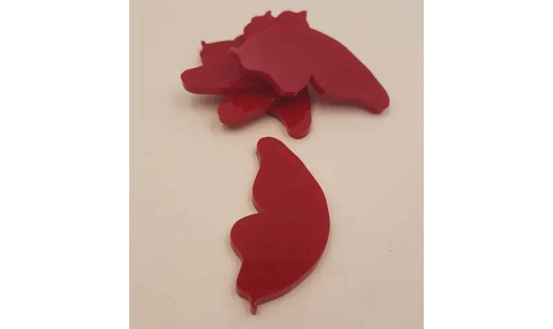Pétalo Metacrilato 45*21 Rojo /Cuentas de  Plástico / Resina 