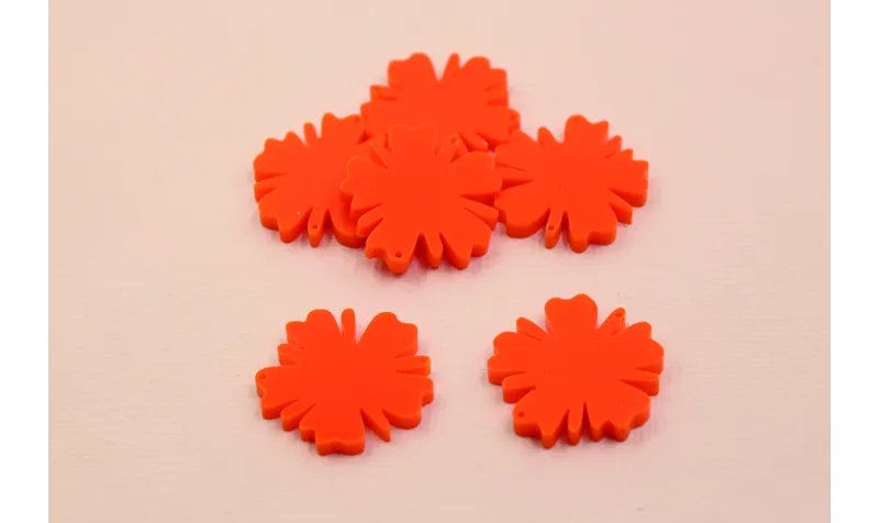 Flor Metacrilato 23mm diámetro Naranja /Cuentas de  Plástico / Resina 