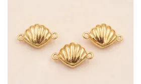 Entrepieza Concha 12*7mm Baño ORO 18K 3 Micras / Cuentas Metálicas de Baño Oro 3 Micras 18K
