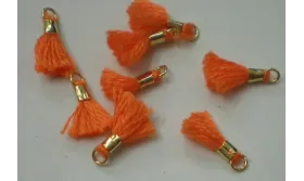 Micro pompon 10mm long. Color Naranja /Cuentas de  Tela 