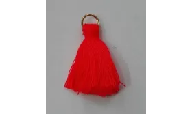 Pompon 25mm con anilla dorada Naranja /Cuentas de  Tela 