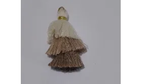 Pompon triple Beige-Topaz-Marrón /Cuentas de  Tela 