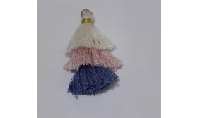 Pompon triple Beige-Rosa-Azul /Cuentas de  Tela 
