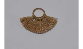 Aro 10mm Multipompón Marrón /Cuentas de  Tela 