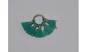 Aro 10mm Multipompón Turquesa /Cuentas de  Tela 