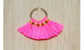 Aro 10mm Multipompón Fuxia /Cuentas de  Tela 