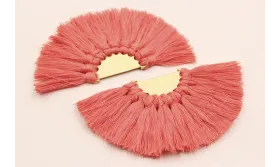 Semidisco de pompones 100*50mm  Dorado Coral /Cuentas de  Tela 