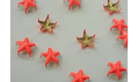 Tachuela estrella 10mm NAranja fluor / Cuentas Metálicas de Latón / Zamak