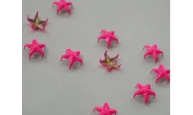 Tachuela estrella 10mm Fuxia fluor / Cuentas Metálicas de Latón / Zamak