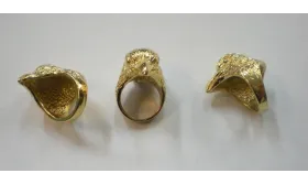 Anillo para Regaliz Pájaro ORO / Cuentas Metálicas de Latón / Zamak
