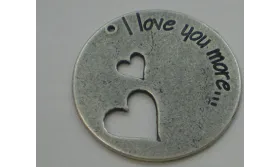 Chapita corazones 30mm Plata Vieja / Cuentas Metálicas de Latón / Zamak