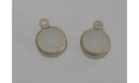 Colgante disco cristal 13*9mm Blanco Opal / Cuentas Metálicas de Latón / Zamak