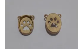 Cabujón huella perro 11.8*9.1 oro mate / Cuentas Metálicas de Latón / Zamak