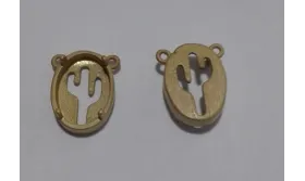 Cabujón cactus 11.7*9.1 oro mate / Cuentas Metálicas de Latón / Zamak
