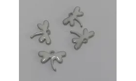 Libélula esmaltada 11*10mm Blanco / Cuentas Metálicas de Latón / Zamak