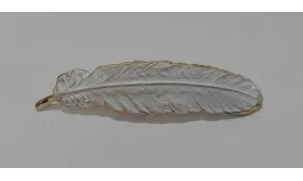 Pluma 12*5mm oro+banco / Cuentas Metálicas de Latón / Zamak