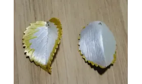 Cogante Hoja 25*19mm Oro y Plata Mate / Cuentas Metálicas de Latón / Zamak