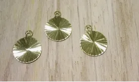 Colgante disco estriado 12*10mm Latón / Cuentas Metálicas de Latón / Zamak