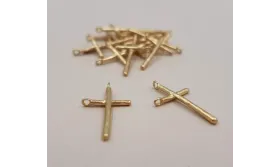 Cruz tumbada 17*10mm Oro Mate / Cuentas Metálicas de Latón / Zamak