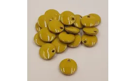 Disco esmaltado 8mm  Mostaza / Cuentas Metálicas de Latón / Zamak