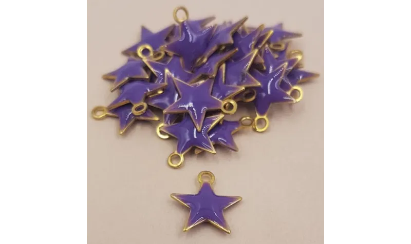 Pieza Estrella esmaltada 10mm Morada / Cuentas Metálicas de Latón / Zamak