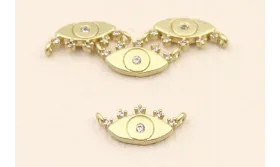 Pieza Ojo Turco Lágrimas de brillos 13*7mm Oro / Cuentas Metálicas de Latón / Zamak