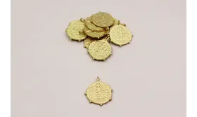 Chapa inscripciones  17mm diámetro Oro Mate / Cuentas Metálicas de Latón / Zamak