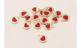 Chapita corazon Rojoo 7mm  / Cuentas Metálicas de Latón / Zamak