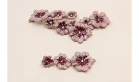 Pieza Trio Flores 12*40mm  Lila, morado y Naranja / Cuentas Metálicas de Latón / Zamak