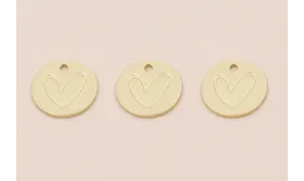 Chapa Dorado Mate 13mm Corazón / Cuentas Metálicas de Latón / Zamak