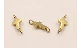 Stainless Steel: Entrepieza Cruz Acero 14*5mm Oro / Cuentas Metálicas de Acero Inoxidable